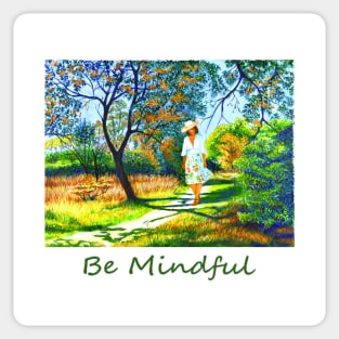 Woman girl peaceful relaxed walking in park zen yoga buddhism Sticker